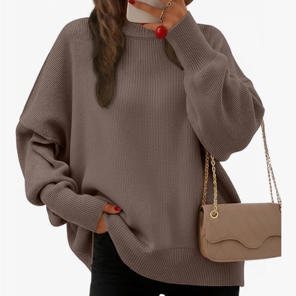 Women's Oversized Crewneck Batwing Sleeve Pullover Sweater